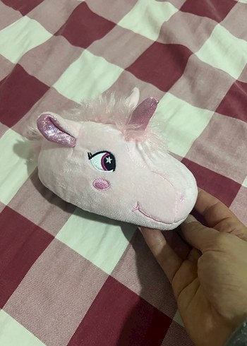 Pembe Kız Çocuk Peluş Unicorn Terlik - Görsel 2