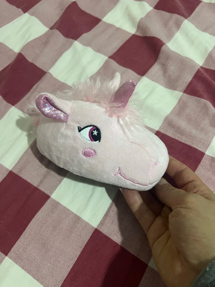 Pembe Kız Çocuk Peluş Unicorn Terlik - Görsel 2