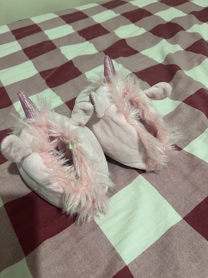 Pembe Kız Çocuk Peluş Unicorn Terlik - Görsel 5