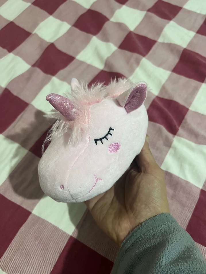 Pembe Kız Çocuk Peluş Unicorn Terlik - Görsel 3