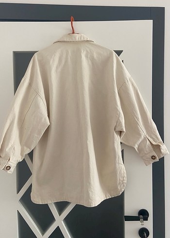 s Beden beyaz Renk Bej Oversize Gömlek