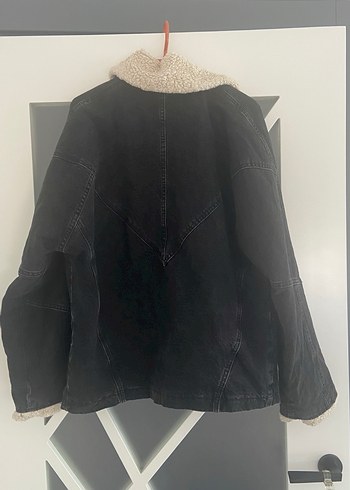 Topshop Kürk Detaylı Siyah Kot Midi Ceket