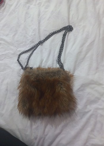 Zara Kahverengi Kürklü Mini Kadın Çantası