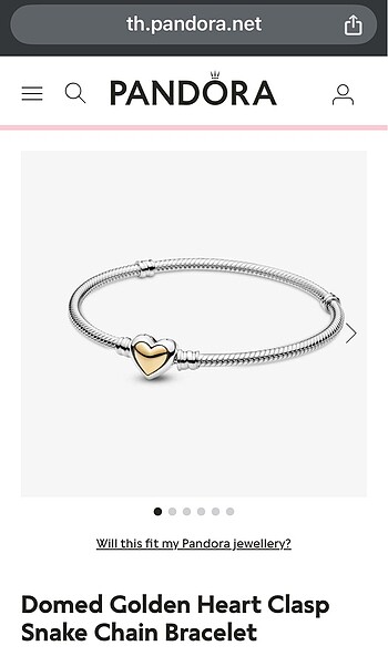 Pandora Domed Golden Heart Bileklik