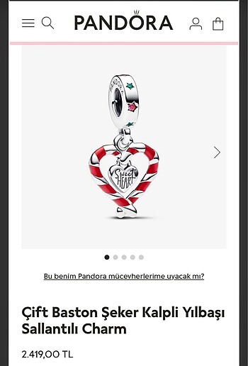 Pandora Baston Şeker Charm