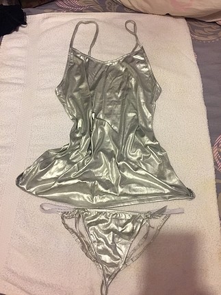 Gümüş rengi mini elbise tanga