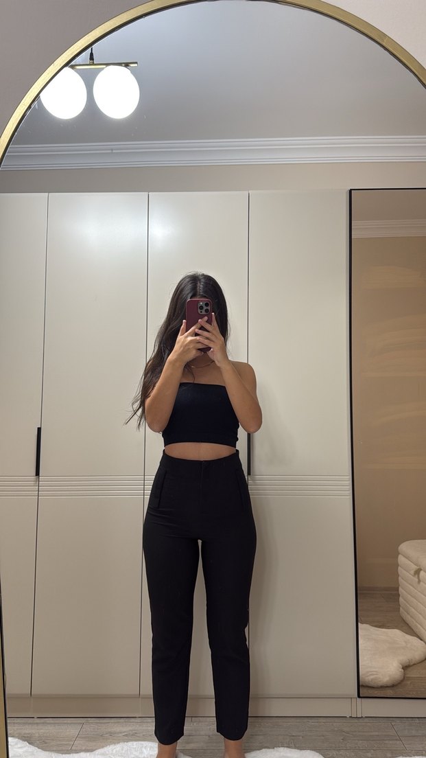 Siyah Midi Cigarette Pantolon - Görsel 2