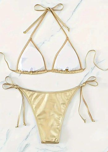 H&M Parlak Altın Renkli İpli Kadın Bikini