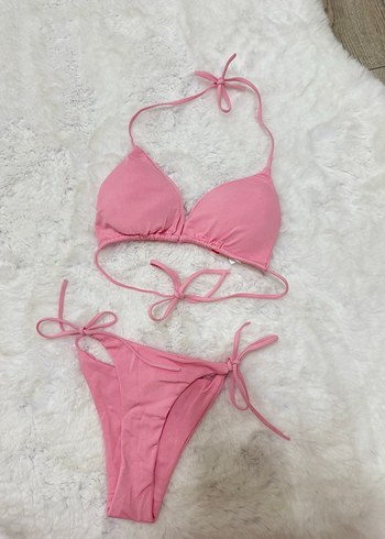 s Beden Pembe İpli Kadın Bikini Takımı