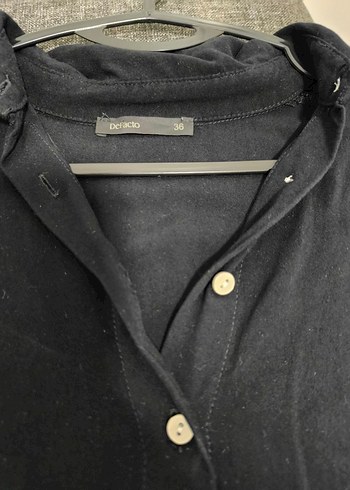 Siyah Midi Keten Elbise, Robalı, Bol Kesim - Görsel 4