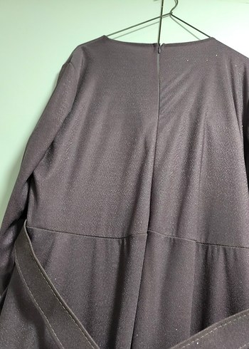 Gri Uzun Kadın Abiye Elbise Tüy Detaylı - Görsel 6