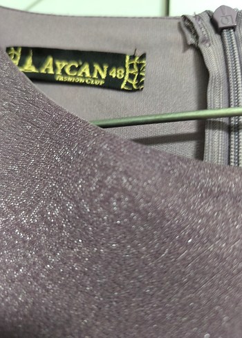 Gri Uzun Kadın Abiye Elbise Tüy Detaylı - Görsel 3