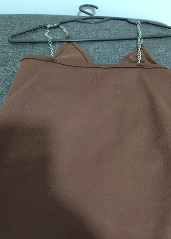 Kahverengi Drapeli mini Kadın Elbise - Görsel 4