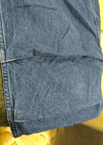 Düğmeli, Salaş Kesim Mavi Denim Kadın Pantolon - Görsel 2