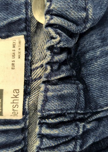 Düğmeli, Salaş Kesim Mavi Denim Kadın Pantolon - Görsel 4