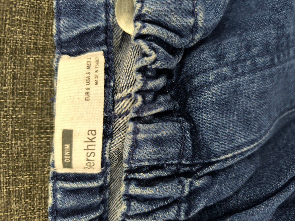 Düğmeli, Salaş Kesim Mavi Denim Kadın Pantolon - Görsel 4