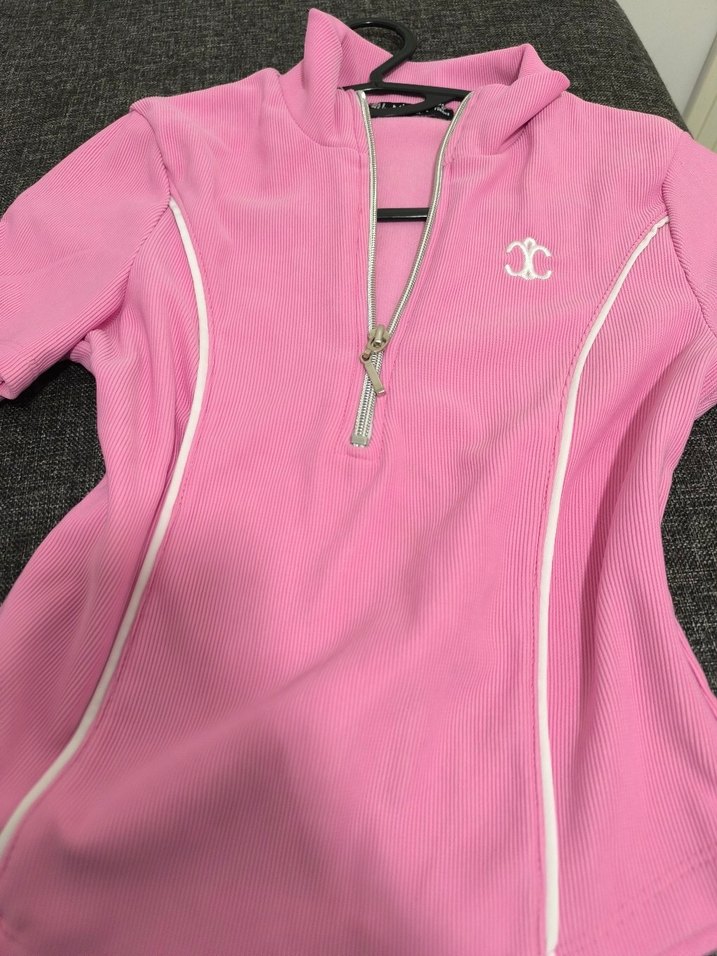 Pembe Fermuarlı Polo Tişört - Görsel 4