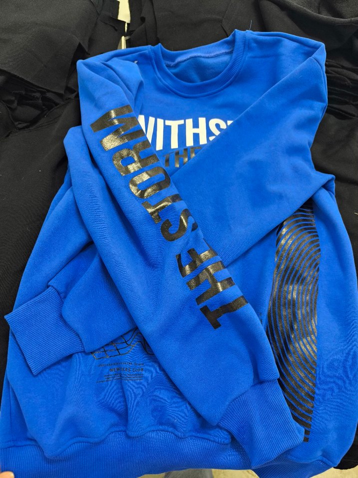 Mavi Baskılı Erkek Sweatshirt - Görsel 2