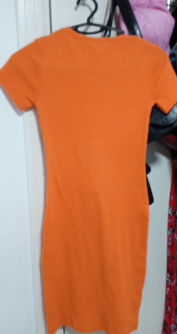 Turuncu Kısa Kollu Dar Kesim spor elbise - Görsel 2