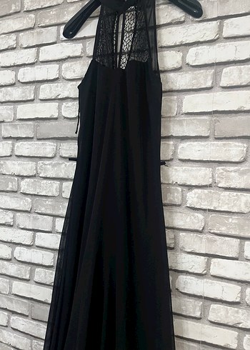 Drapeli Siyah Uzun Gotik Abiye Elbise