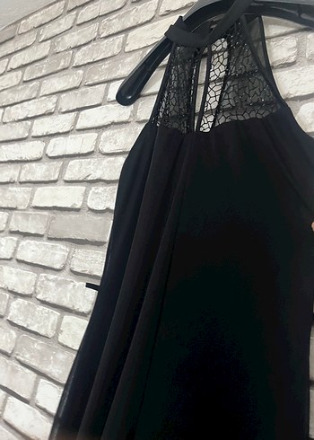 s Beden Drapeli Siyah Uzun Gotik Abiye Elbise