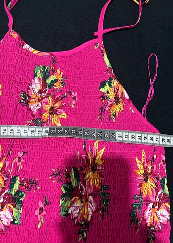 Pembe Çiçek Desenli Straplez Kadın Tulum - Görsel 6