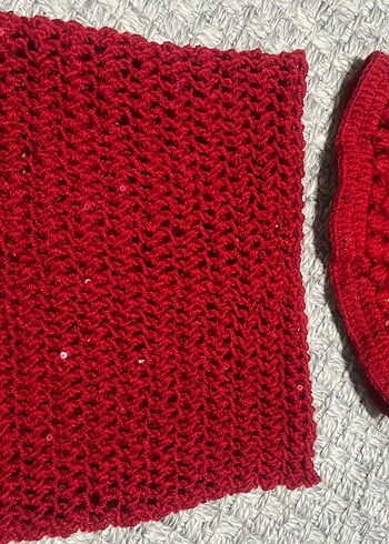 Kırmızı Örgü Kadın Bere - Görsel 4