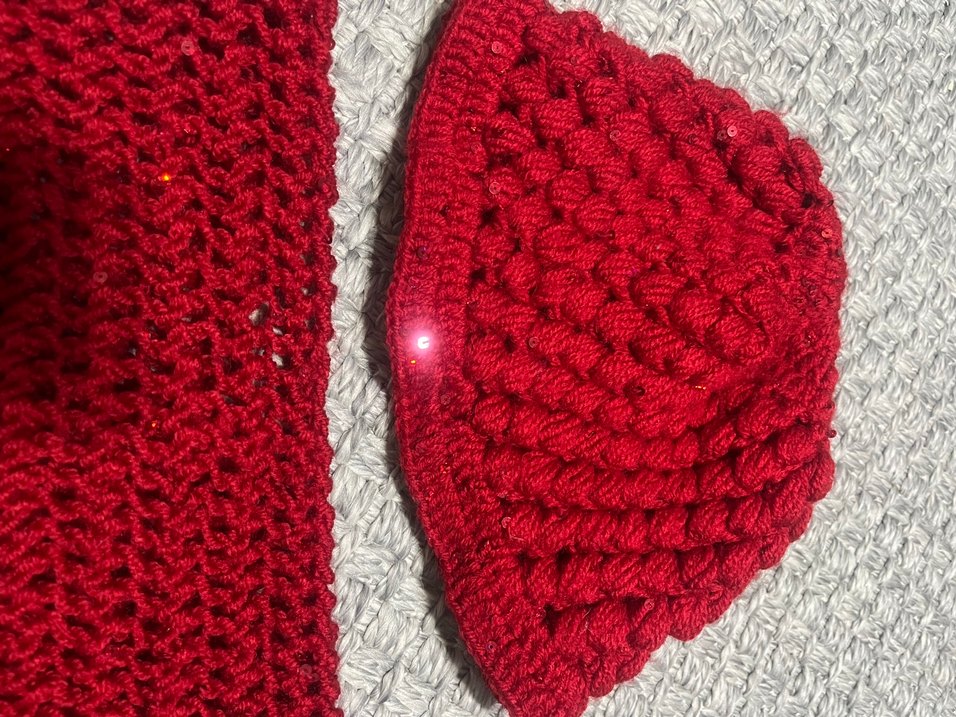 Kırmızı Örgü Kadın Bere - Görsel 3