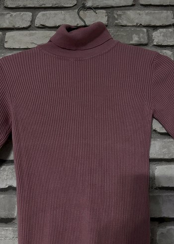 Bordo Kısa Kollu Boğazlı Triko Kazak - Görsel 2