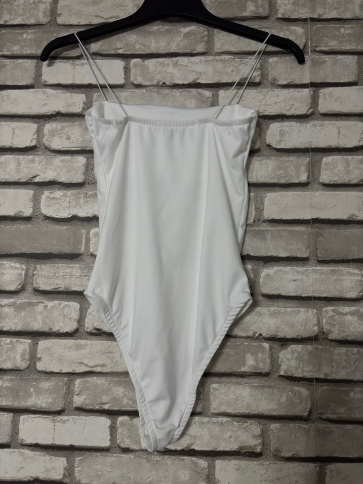 Beyaz İnce Askılı Kadın Monokini - Görsel 4