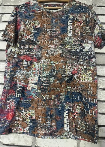 Bohem Renkli Baskılı Erkek Tişört - Görsel 2