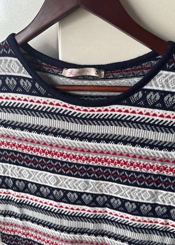 Kadın Bohem Desenli Uzun Kollu Triko Elbise - Görsel 4