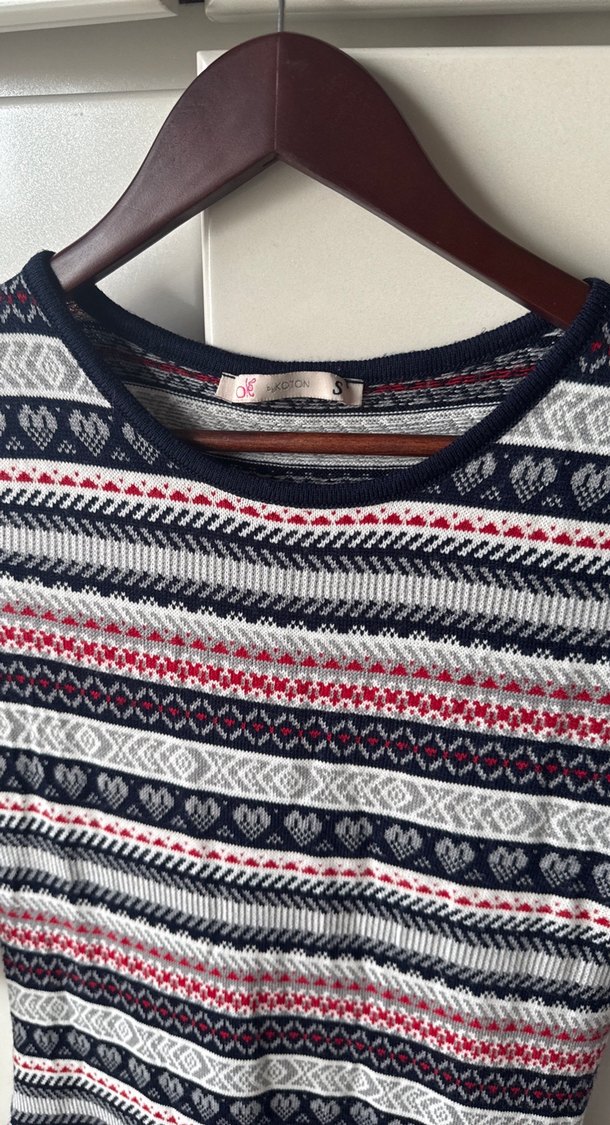 Kadın Bohem Desenli Uzun Kollu Triko Elbise - Görsel 4