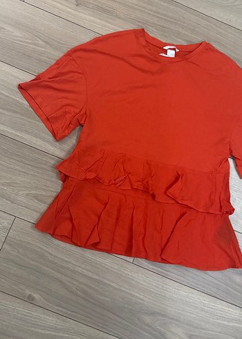 H&M marka Kısa Kollu Kırmızı  Bluz - Görsel 3