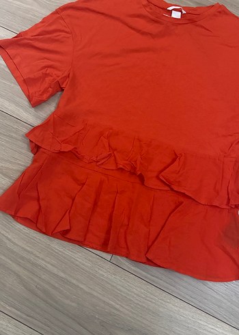 H&M marka Kısa Kollu Kırmızı  Bluz - Görsel 8