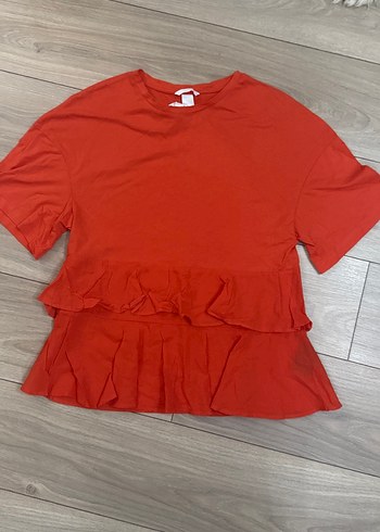 H&M marka Kısa Kollu Kırmızı  Bluz - Görsel 7