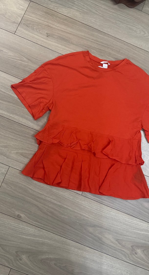 H&M marka Kısa Kollu Kırmızı  Bluz - Görsel 3