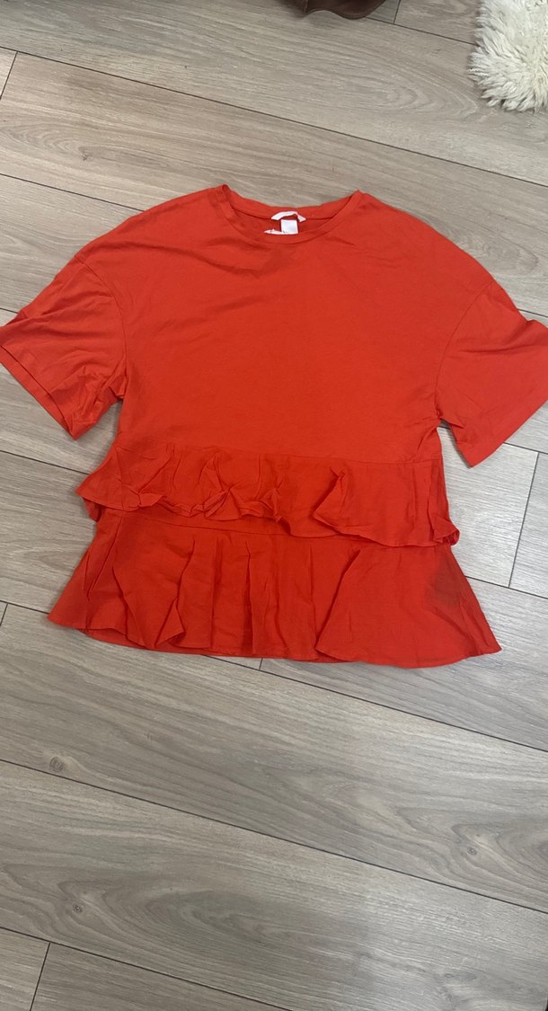 H&M marka Kısa Kollu Kırmızı  Bluz - Görsel 2