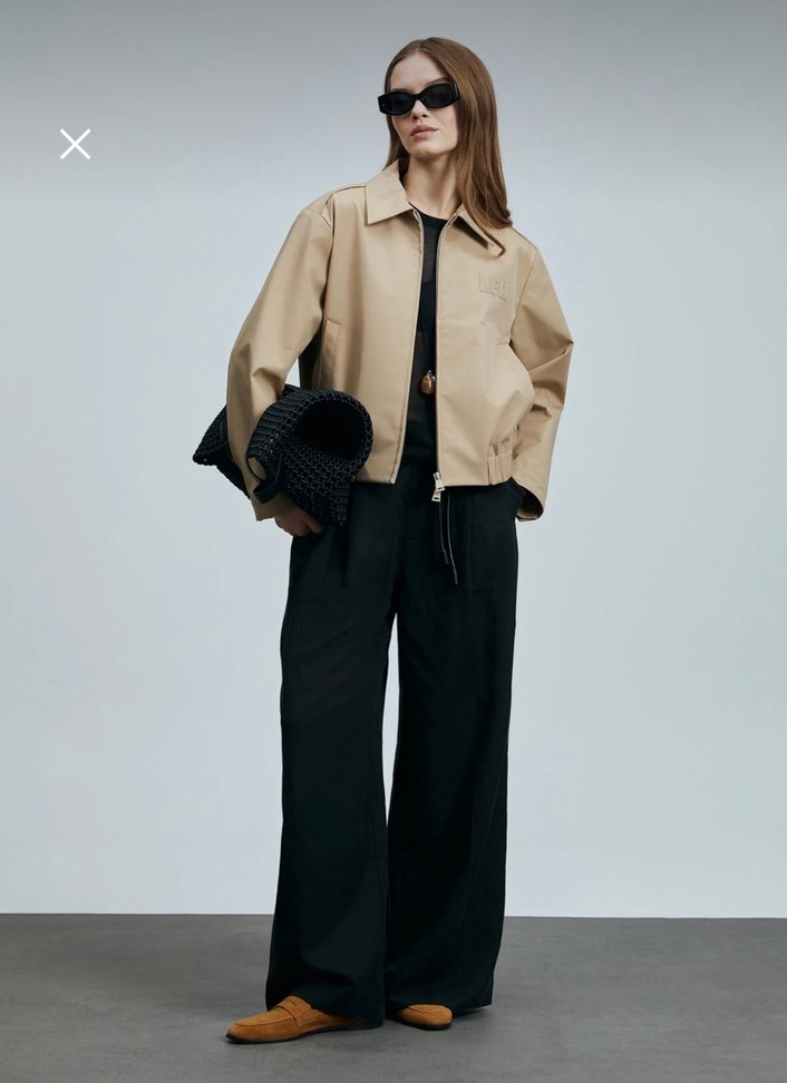 Bej Mini Deri Kadın Ceket - Görsel 2