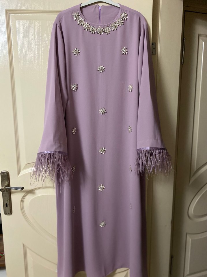 Taşlı Otriş detaylı Uzun Elbise - Görsel 2