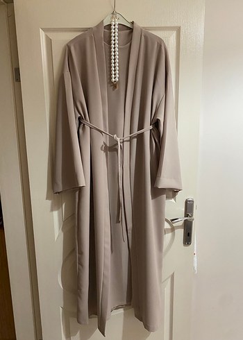 Bej Uzun Kadın abaya takım - Görsel 2
