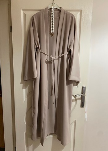 Bej Uzun Kadın abaya takım - Görsel 6