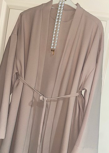 Bej Uzun Kadın abaya takım - Görsel 5