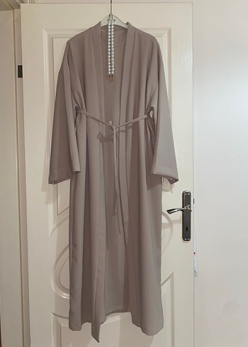 Bej Uzun Kadın abaya takım - Görsel 4