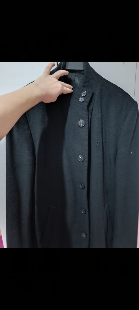 Sorunsuz Düğmeli Siyah Erkek Kaşe Kaban - Görsel 2