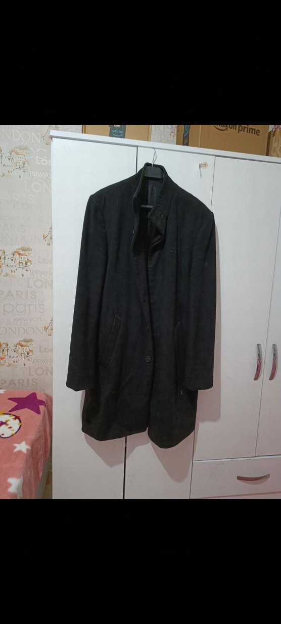 Sorunsuz Düğmeli Siyah Erkek Kaşe Kaban - Görsel 5