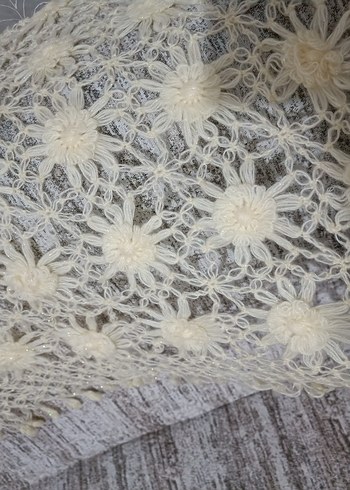 SIFIR Bej Dantel Örgü Şal. - Görsel 3