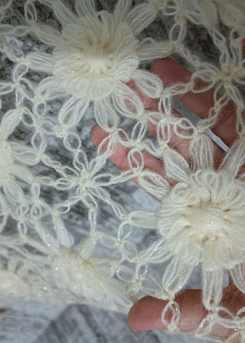 SIFIR Bej Dantel Örgü Şal. - Görsel 2