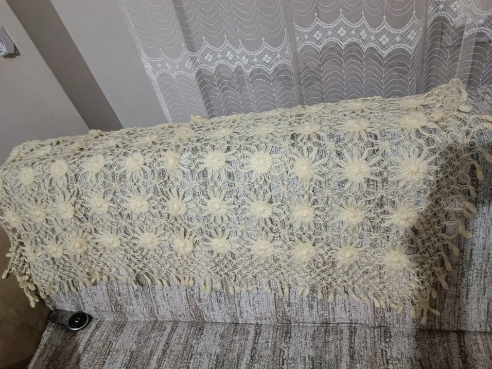 SIFIR Bej Dantel  Örgü Şal. - Görsel 4