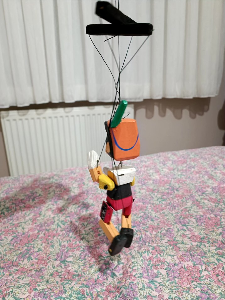 Renkli Ahşap Kukla Figür Pinokyo oyuncak - Görsel 5